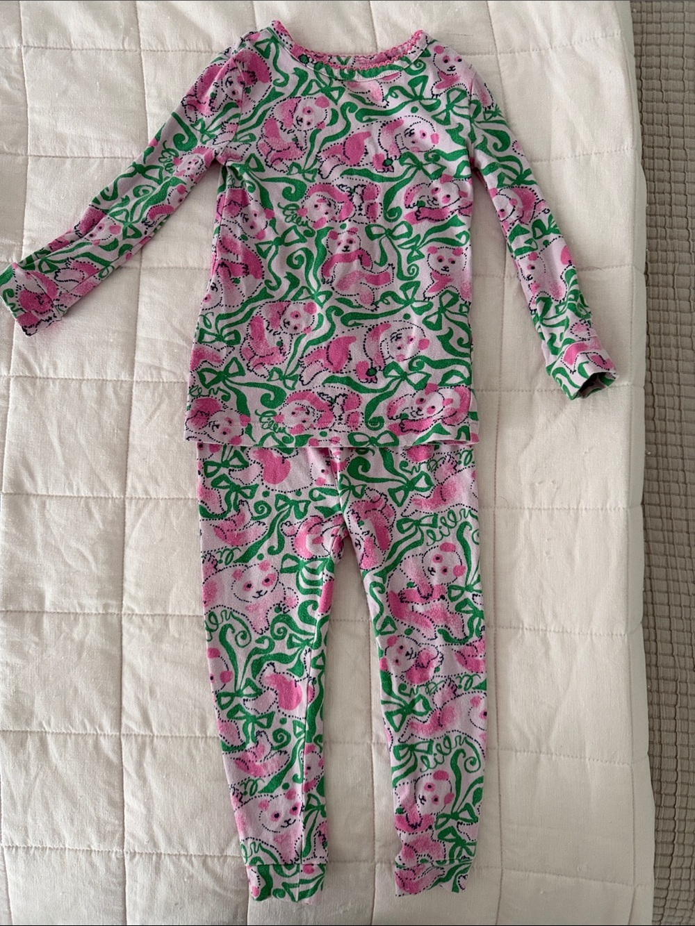 Lilly Pulitzer Pink and Green Panda Two Piece Pajamas Size 2T